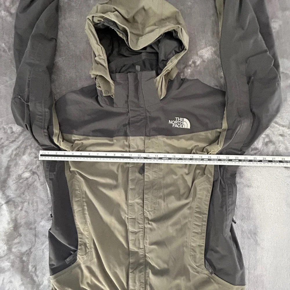 Vintage The North Face HyVent Jacket Mens M Hooded Olive Black Fleece Lined